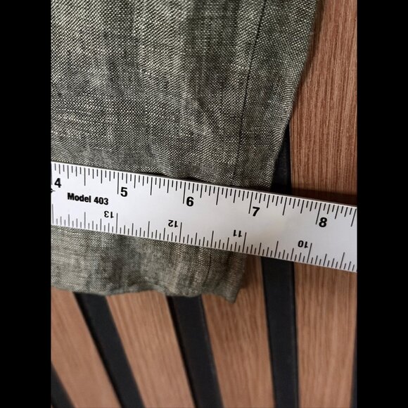 Athleta Pants 2 Petite Womens Green 100% Linen Cropped Elastic Waist - Picture 6 of 9